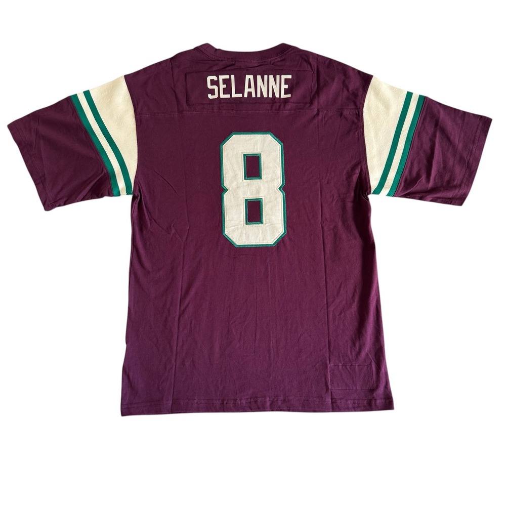 Mitchell & Ness Anaheim Ducks Teemu Selanne #8 Icon Tee Plum‎ Medium NWT $110